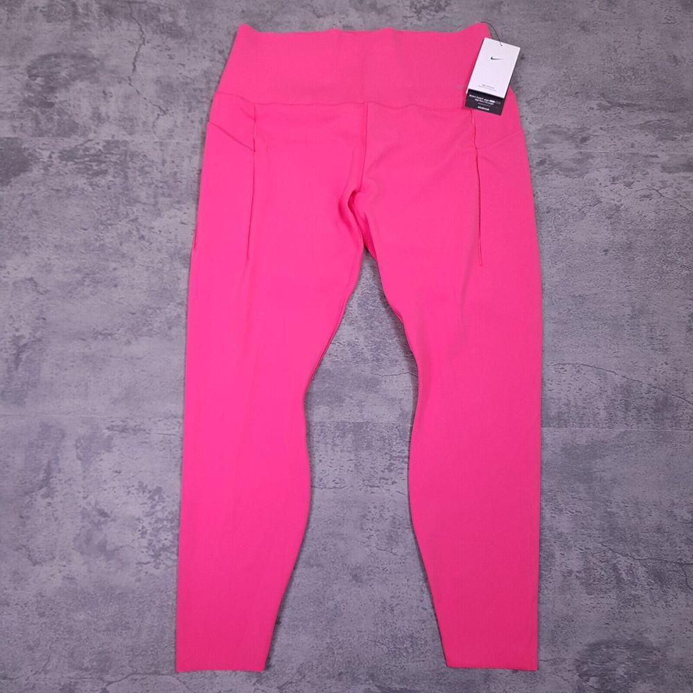 NIKE Universa‎ High Waist 7/8 Leggings w/ Pockets Womens XL Pink Yoga Gym